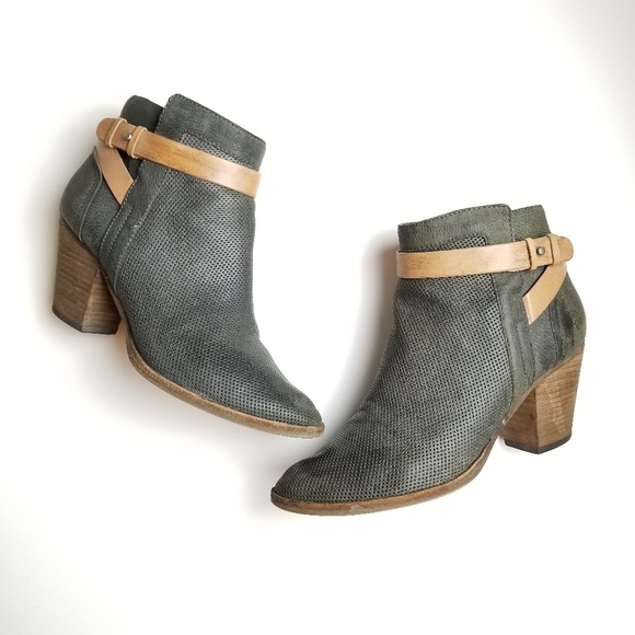 perforated leather ankle boots